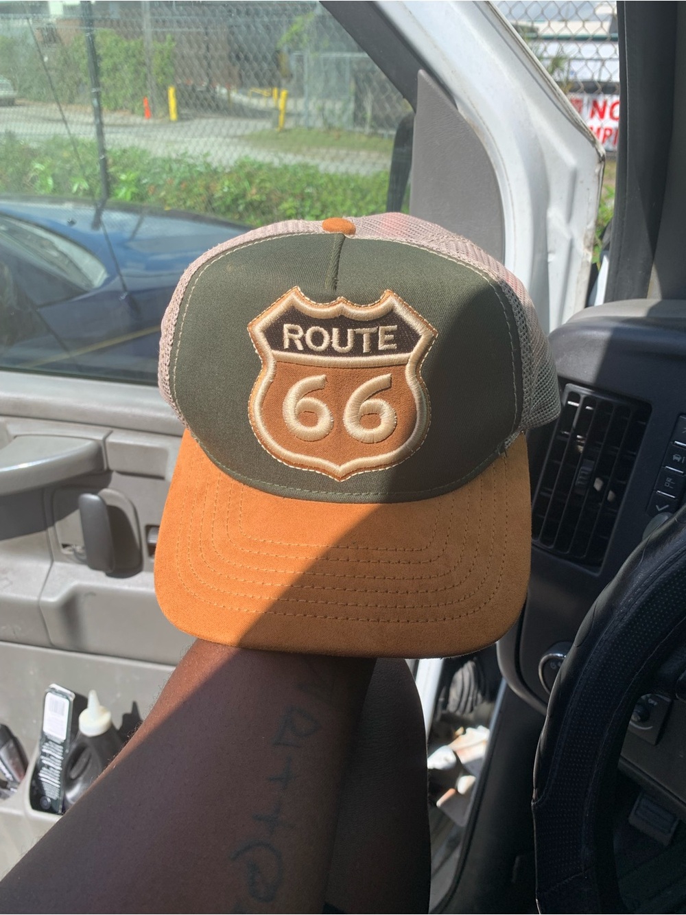 Route 66 Olive & Tan Trucker Cap